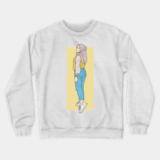 Girl In Light Color Outfit Crewneck Sweatshirt by crissbahari